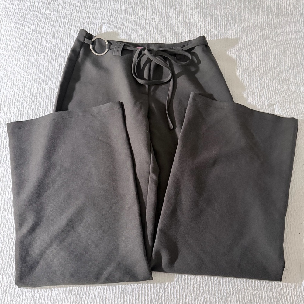 Edikted Black Wide-Leg Drawstring Pants with Ring Accent